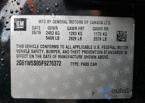 2015 Cadillac Xts Vsport Platinum z USA, uszkodzony, nr VIN 2G61W5S85F9276372